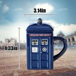 LUCYLANKER Doctor Who Tardis Police Box Ceramic Mug Cup with Lid,Square Shaped Ceramic Coffee Mug,Holds 450ML of Your Favorite Coffee, Tea, Or Other Drink, Funny Creative Gift Kids Men