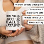 LookHUMAN Ceramic Hail Satan Coffee Mug - Funny Drink Cups as Meme Cup & Atheist Gifts, Double-sided Print Dark Humor Coffee Cup, Dishwasher Safe Novelty Coffee Mugs, Fun Coffee Cups, 11oz