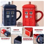LUCYLANKER Doctor Who Tardis Police Box Ceramic Mug Cup with Lid,Square Shaped Ceramic Coffee Mug,Holds 450ML of Your Favorite Coffee, Tea, Or Other Drink, Funny Creative Gift Kids Men