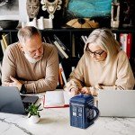 LUCYLANKER Doctor Who Tardis Police Box Ceramic Mug Cup with Lid,Square Shaped Ceramic Coffee Mug,Holds 450ML of Your Favorite Coffee, Tea, Or Other Drink, Funny Creative Gift Kids Men