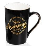 Valentines Gifts for Him, Thank You Gifts, Appreciation Gifts for Coworkers, Inspirational Gifts, Encouragement Gifts for Women Men Friends, 14Oz (You're Awesome Mug/Black)
