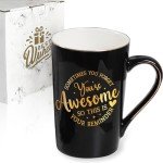 Valentines Gifts for Him, Thank You Gifts, Appreciation Gifts for Coworkers, Inspirational Gifts, Encouragement Gifts for Women Men Friends, 14Oz (You're Awesome Mug/Black)