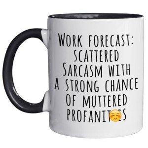 Kraftiful Work Forecast Coffee Mug, Funny Boss Mug, Boss Coworker Employer Bestfriend Gifts, Funny Coworker Birthday Gifts for Him or Her, Sarcastic Gag Going Away Farewell, 11 oz Coffee Cups