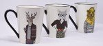 Hipster Animal Stoneware Coffee Mugs by Signature | package of 6 mugs