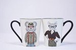 Hipster Animal Stoneware Coffee Mugs by Signature | package of 6 mugs