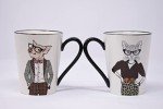 Hipster Animal Stoneware Coffee Mugs by Signature | package of 6 mugs