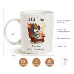 FableKnot It's Fine I'm Fine Everything is Fine Coffee Mug-Dog Mug-Coworker Gifts for Women and Men-Funny Work Mugs-11oz