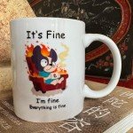 FableKnot It's Fine I'm Fine Everything is Fine Coffee Mug-Dog Mug-Coworker Gifts for Women and Men-Funny Work Mugs-11oz