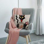 HGOD DESIGNS Cat Pillow Case,Happy and Funny Cat Cartoon Character with Big Mug Full of Coffee Cotton Linen Polyester Decorative Home Decor Sofa Couch Desk Chair Bedroom 16x16inch