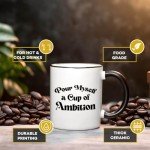 Flaskars Pour Myself a Cup of Ambition - DP Merchandise Office Decor 11 oz Funny Coffee Mugs - Motivation Gifts for Women Self-Love Treats
