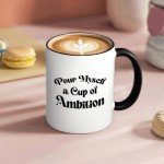 Flaskars Pour Myself a Cup of Ambition - DP Merchandise Office Decor 11 oz Funny Coffee Mugs - Motivation Gifts for Women Self-Love Treats