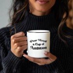 Flaskars Pour Myself a Cup of Ambition - DP Merchandise Office Decor 11 oz Funny Coffee Mugs - Motivation Gifts for Women Self-Love Treats