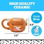 BigMouth Cute Ceramic Highland Cow Coffee Mug, Country Farmhouse Kitchen Cup, Gifts for Animal Lovers