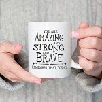 Cabtnca Thank You Gifts, Inspirational Gifts for Women, Men, Coworker, Nurse, Teacher, Best Friends, Encouragement Birthday Gifts for Women, You Are Amazing And Strong And Brave Mug 11Oz