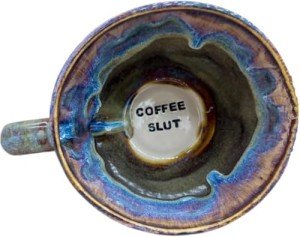 Jumbo Lightning Sweary Mug,Handmade Lightning glaze mug prank gift,unique Coffee Cups Gag Gift With Rude Words,For Coworker Friend Man Women (COFFEE SLUT)