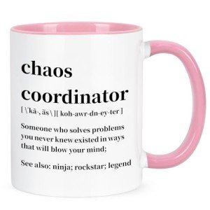 Cabtnca Chaos Coordinator Mug, 11Oz, Porcelain, Coffee Mug for Women Boss Teacher, Funny Work Gifts, Handmade, Microwave Safe, Dishwasher Safe