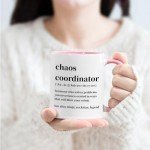 Cabtnca Chaos Coordinator Mug, 11Oz, Porcelain, Coffee Mug for Women Boss Teacher, Funny Work Gifts, Handmade, Microwave Safe, Dishwasher Safe