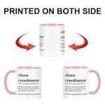 Cabtnca Chaos Coordinator Mug, 11Oz, Porcelain, Coffee Mug for Women Boss Teacher, Funny Work Gifts, Handmade, Microwave Safe, Dishwasher Safe