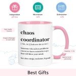 Cabtnca Chaos Coordinator Mug, 11Oz, Porcelain, Coffee Mug for Women Boss Teacher, Funny Work Gifts, Handmade, Microwave Safe, Dishwasher Safe