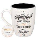 Christian Art Gifts Inspirational Ceramic Coffee & Tea Scripture Mug for Men: A Man's Heart Encouraging Bible Verse Proverb, Lead-free Non-toxic Drinkware, Golden Foil Accents, White & Black, 12 oz.