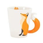 Cute Ceramic Fox Coffee Mug with Handle, 3D Animal Coffee Cup for Milk Tea