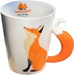 Cute Ceramic Fox Coffee Mug with Handle, 3D Animal Coffee Cup for Milk Tea
