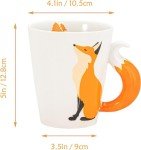 Cute Ceramic Fox Coffee Mug with Handle, 3D Animal Coffee Cup for Milk Tea