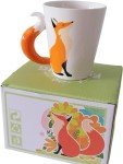 Cute Ceramic Fox Coffee Mug with Handle, 3D Animal Coffee Cup for Milk Tea