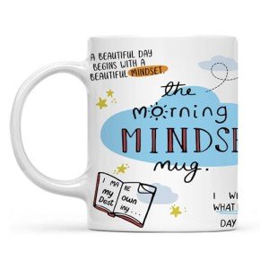 Gossby The Morning Mindset Mug - Inspirational Positive Affirmation Gift for Women, Best Friend, Coworker - Funny Birthday, Gift - Positive Affirmation 11oz Coffee Mug