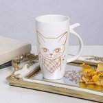 Teagas 20oz White Large Ceramic Cute Cat Coffee Mug Tall Animal Mug