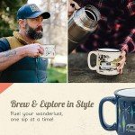 Camp Casual Ceramic Coffee Mug - 15 oz Retro Inspired Camping Mug - for Hot & Cold Drinks - Works as a Tea, Soup, & Coffee Mug - Stylish, Versatile, & Microwaveable Camping Coffee Mugs