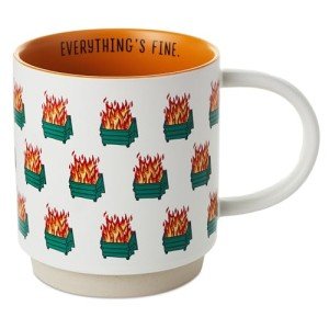 Hallmark Shoebox Funny Dumpster Fire Mug, 16 oz. (Everything's Fine) Gift for Friend, Coworker, Sibling