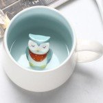 Animal Inside Cup Owl Mugs 12 OZ Funny Coffee Mugs with Handle Cute Coffee Mugs Tea Cups with Spoon Kids Mugs Ceramic Cups Novelty Cups Gift for Women Friends Unique Coffee Mug for Birthday Party