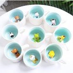 Animal Inside Cup Owl Mugs 12 OZ Funny Coffee Mugs with Handle Cute Coffee Mugs Tea Cups with Spoon Kids Mugs Ceramic Cups Novelty Cups Gift for Women Friends Unique Coffee Mug for Birthday Party