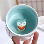 Animal Inside Cup Owl Mugs 12 OZ Funny Coffee Mugs with Handle Cute Coffee Mugs Tea Cups with Spoon Kids Mugs Ceramic Cups Novelty Cups Gift for Women Friends Unique Coffee Mug for Birthday Party