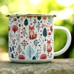 Woodland Fox Coffee Tea Hot Chocolate Campfire Mug, Forest Mushroom Nature Camping Cup (12oz)