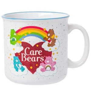 Silver Buffalo Care Bears Featuring Good Luck, Tenderheart, Bedtime, and Cheer Bear Rainbow Heart Ceramic Camper Mug, 20 Ounces