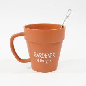 HGREAA Gardener Coffee Mug Gift Funny Plant Ceramic Mug with Shovel Spoon Gardening Gifts for Women, Man, Son and Daughter, Nature Lovers Birthday Gifts