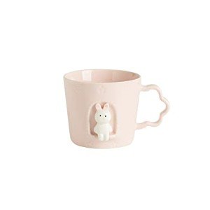DIHOclub Rabbit Ceramic Cup Window Animals Mug Cute Cartoon Handmade Figurine Mugs,Holiday and Birthday Gift for Daughter,Son,Kids,9 OZ (Pink)