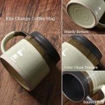 Rustic Coffee Mug, Ceramic Mug Wide Bottom 13 Ounce with Reactive Glaze, Dishwasher and Microwave Safe, Unique for Daily Use, Coffee Tone
