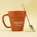HGREAA Gardener Coffee Mug Gift Funny Plant Ceramic Mug with Shovel Spoon Gardening Gifts for Women, Man, Son and Daughter, Nature Lovers Birthday Gifts