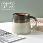 Rustic Coffee Mug, Ceramic Mug Wide Bottom 13 Ounce with Reactive Glaze, Dishwasher and Microwave Safe, Unique for Daily Use, Coffee Tone