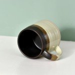 Rustic Coffee Mug, Ceramic Mug Wide Bottom 13 Ounce with Reactive Glaze, Dishwasher and Microwave Safe, Unique for Daily Use, Coffee Tone