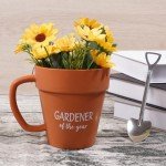 HGREAA Gardener Coffee Mug Gift Funny Plant Ceramic Mug with Shovel Spoon Gardening Gifts for Women, Man, Son and Daughter, Nature Lovers Birthday Gifts