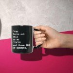 Flaskars Funny Coffee Mug for Women - Crap Turns Out This Is My Circus And These Are My Monkeys - Funny Gifts for Coworker Best Friend Mom Men - 11 oz Ceramic Tea Cup Novelty Mug
