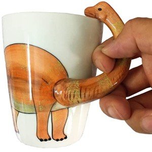 luckyse Dinosaur 3D Ceramic Mug, Long necked dragon Handle Novelty Animal Cup Gift for Christmas, Thanksgiving Day, Mother's Day, Father's Day (Dinosaur)