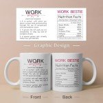 Silkwishes Work Besties Gifts for Women Work Bestie Mug 11Oz Funny Nutrition Facts Coffee Cup for Coworkers Birthday Women Day Goodbye Gifts for Coworkers