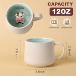 WDAGEOT Cute Cow Ceramic Coffee Mug Hidden 3D Animal In Cup Ideal Creative Holiday Gifts Christmas Gifts and Birthday Gifts for Animal Lovers Family Kids Friends Colleagues 12OZ (Black and White)
