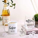 Futtumy Before Work After Work Gift Set 11oz Coffee Mug 17oz Stemless Wine Glass 2oz Shot Glass Set for Boss Coworker Manger Leader Employee, Office Gifts Bosses Day Gifts Christmas Gift for Women