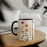 MissDaisy-Flowers Mug, Boho Wildflowers Cottagecore Coffee Mug, Flower Garden Lover, Gift For Her, Botanical, Spring Floral Nature